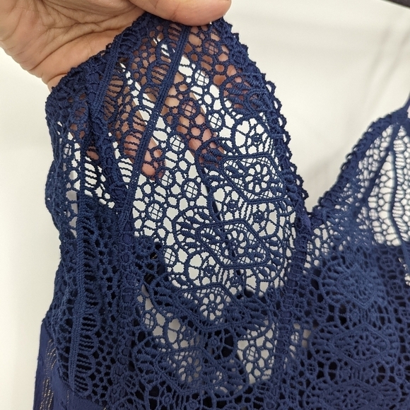 NWT LULU'S Crochet Sheer Halter Strappy Back Maxi Dress - Picture 4 of 12